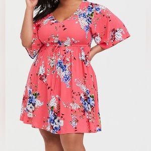 Torrid pink floral challis strappy back dress size 3